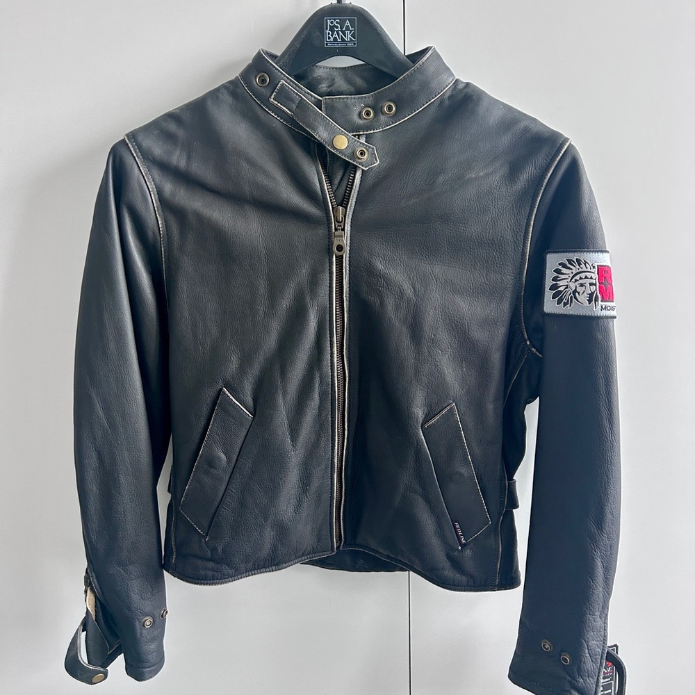 Custom Redline NASCAR Black Leather Motorcycle Jacket with Thinsulate Liner